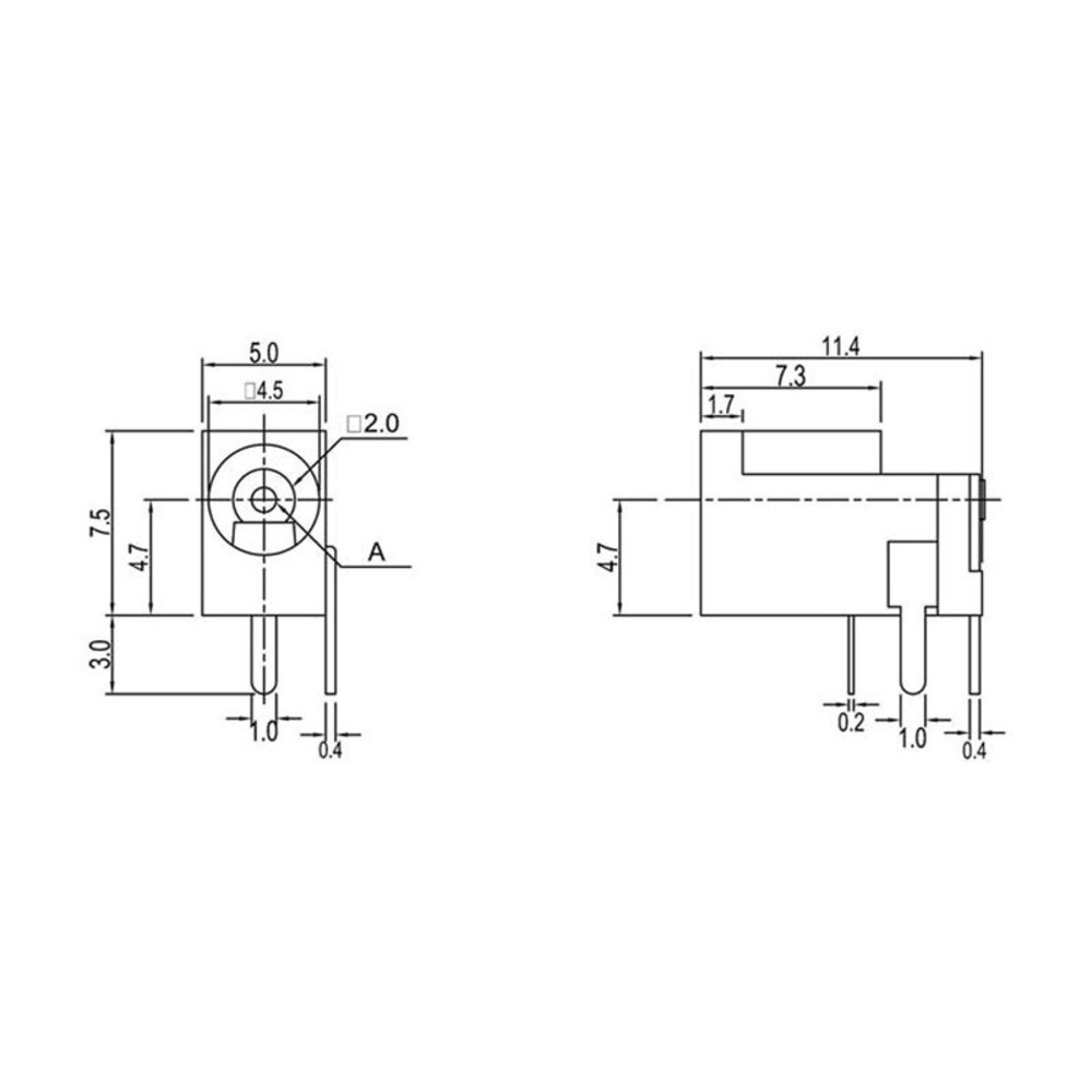 DC-Einbaubuchse 1,3mm, gewinkelt