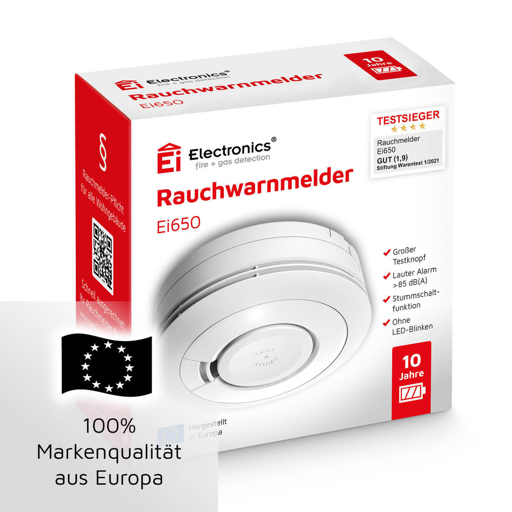 Ei Electronics Rauchmelder Ei650, Stand-alone-Gerät, 10-Jahres-Batterie