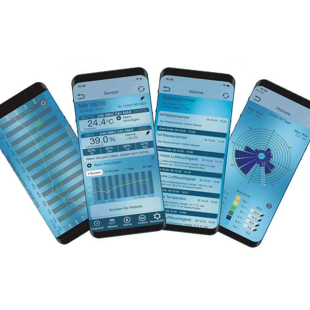 Mobile Alerts Thermo-/Hygrosensor MA10300 mit LC-Display und wasserdichter Kabelsonde
