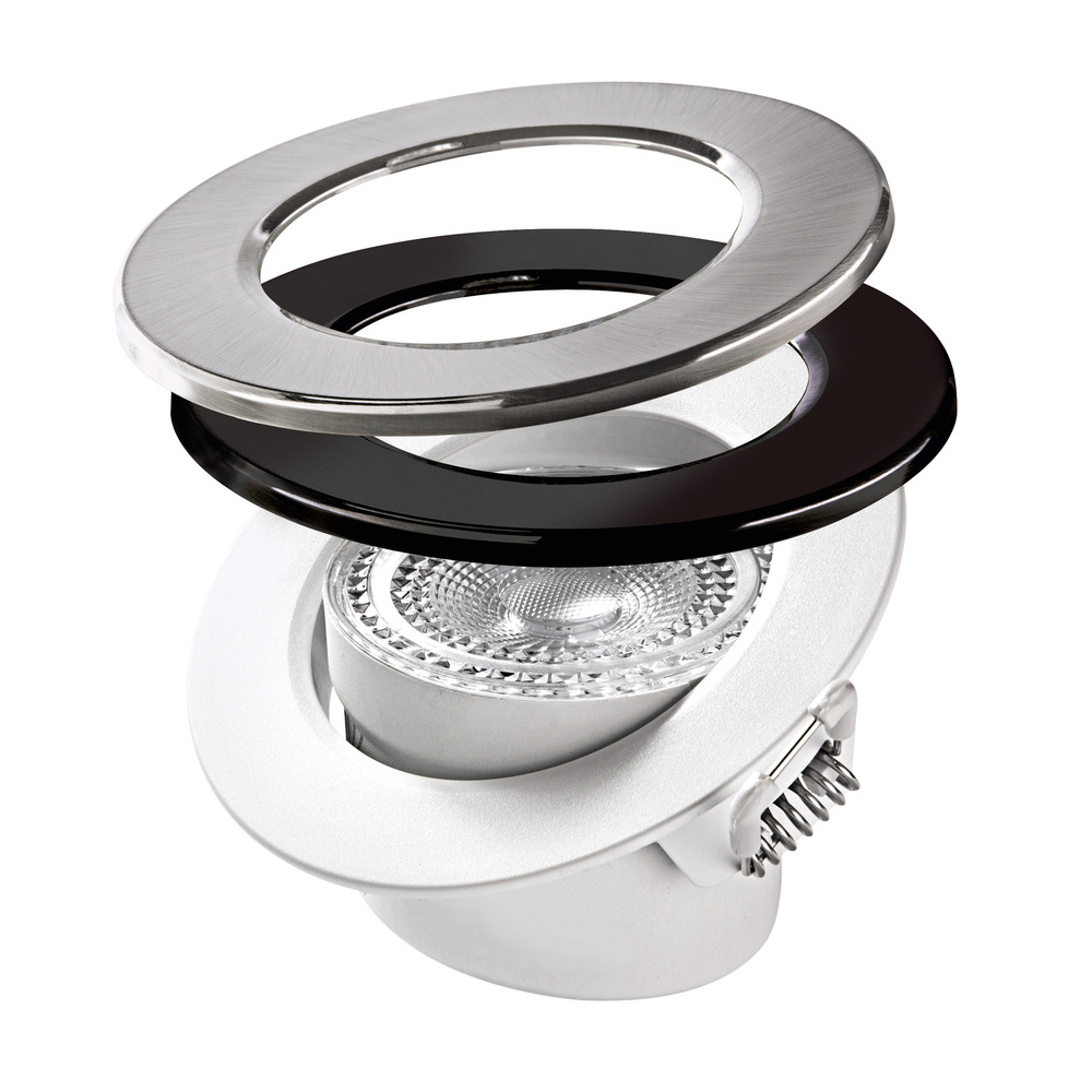 HEITRONIC 3er-Spar-Set 5,5-W-LED-Einbaustrahler DL7002, austauschbare Farbringe, schwenkbar, IP44