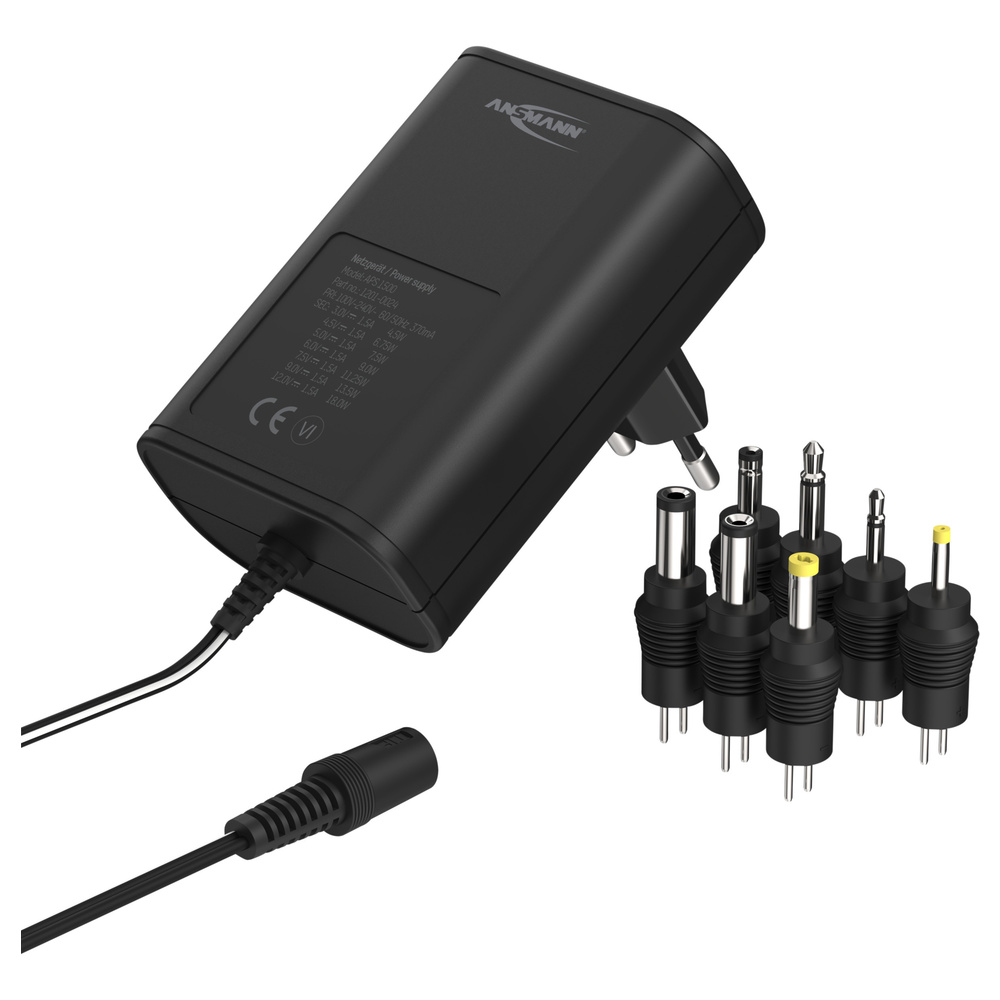 Ansmann Universalnetzteil APS 1500, mit siebenteiligem Steckerset, 3-12 V, 1,5 A