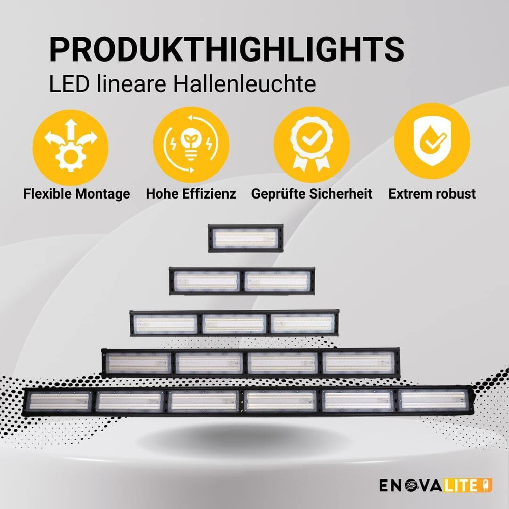 ENOVALITE 50-W-LED-Strahler Linear-HighBay 50, 6000 lm, 120 lm/W, 5000 K, neutralweiß, IP65