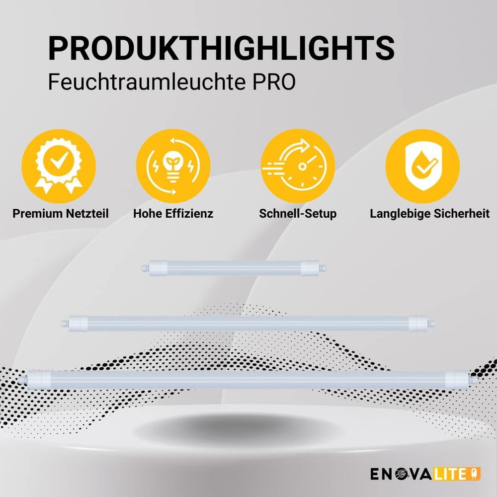 ENOVALITE 18-W-LED-Feuchtraumwannenleuchte PRO, 2070 lm, 115 lm/W, 4000 K, durchschleifbar, 65 cm