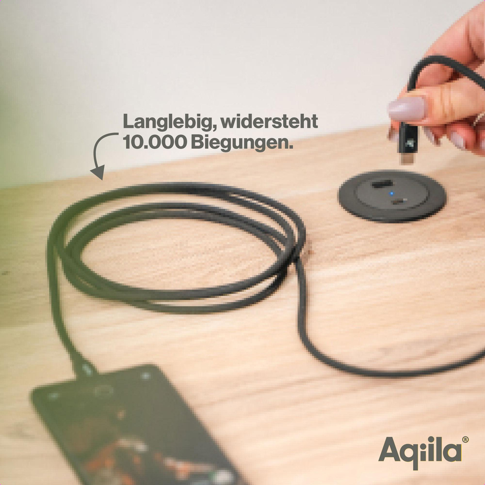 Aqiila Cablebird CB12 Sync-/ Ladekabel, 240W, Type-C auf Type-C, 2 m, Schwarz