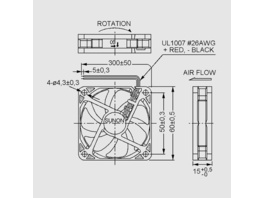 SUNON 12-V-Axial-Lüfter HA60151V4-999 60 x 60 x 15 mm