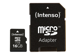 Intenso microSDHC-Karte, Class 10, mit SD-Adapter, 25 MB/s, 16 GB