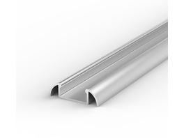 1-m-Aluminiumprofil P2-1 für LED-Streifen bis 12 mm Breite, mit matter Abdeckung, inkl. Endkappen