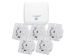 Homematic IP Set Beschattung mit Access Point, 5x Rollladenaktor für Markenschalter
